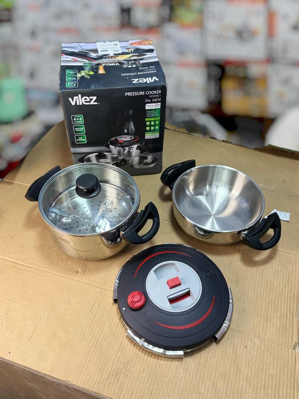 Vilez automatic pressure cooker with steamer 6L &4L