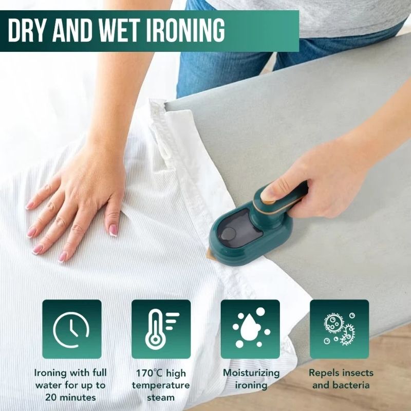 Portable Mini Steam Iron | Handheld Garment Steamer & Wrinkle Remover