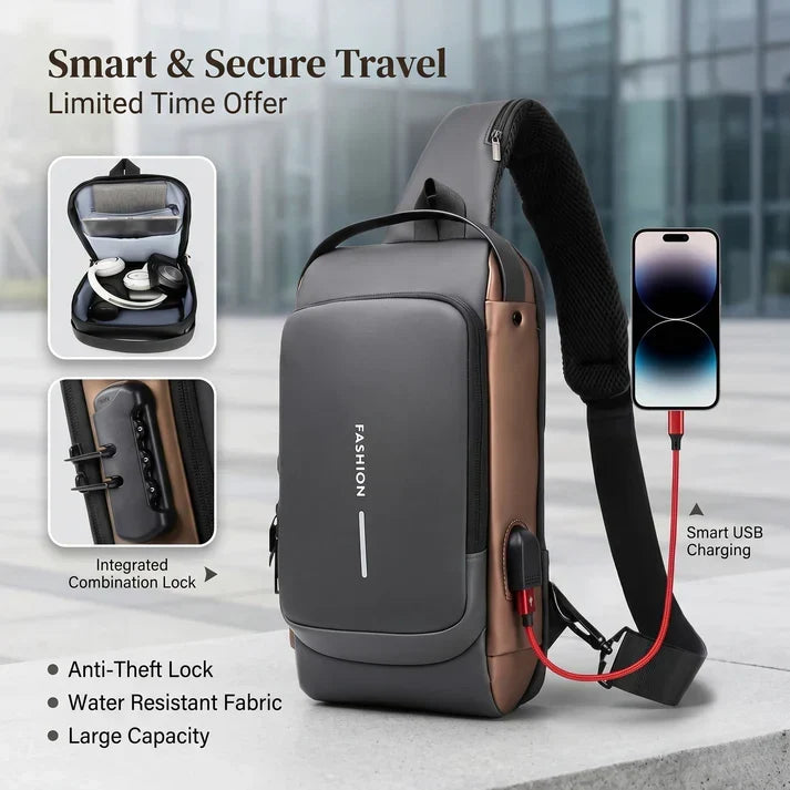 SecureLock Sling Travel Bag – Stylish & Theft-Proof